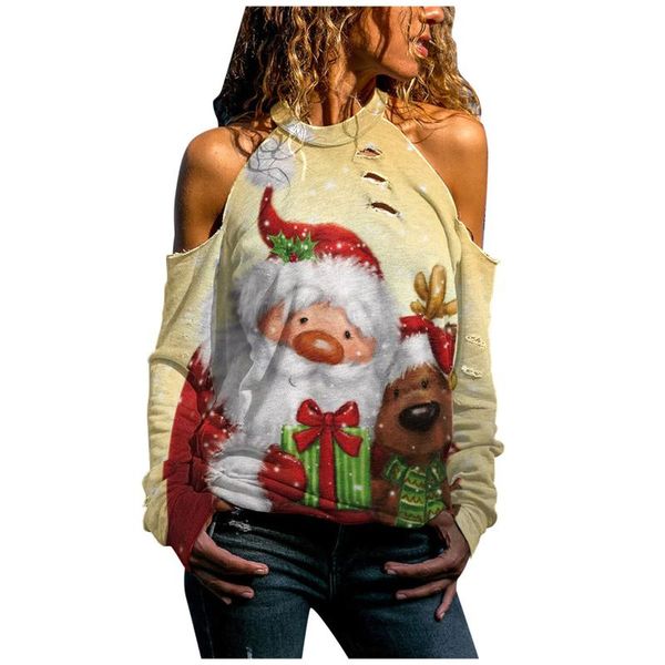 

women's t-shirt women sweatshirt loose christmas crewneck long sleeve casual basic pullover sweatshirts shirt top, White