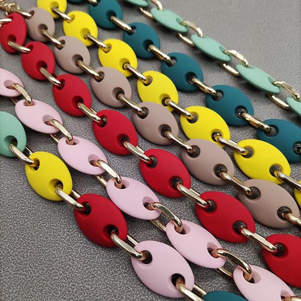

bag parts & accessories retro frosted resin chain handle replacement clutch strap pig nose shape handles for 2021, Black