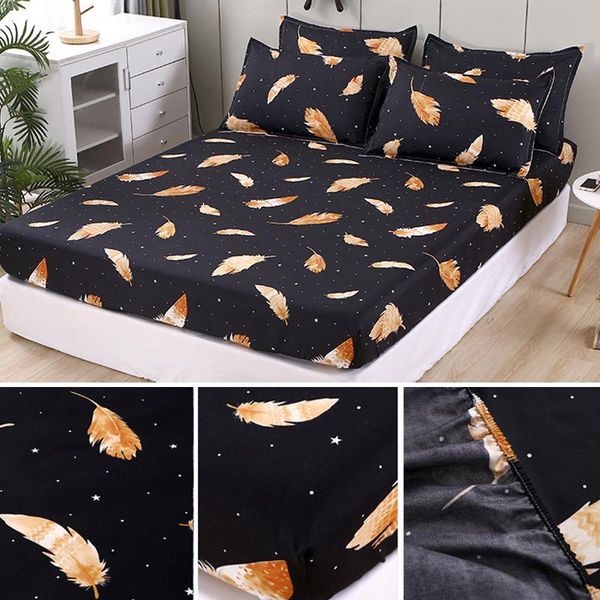 

sheets & sets 1pcs 100%polyester printed fitted sheet mattress cover four corners with elastic band bed