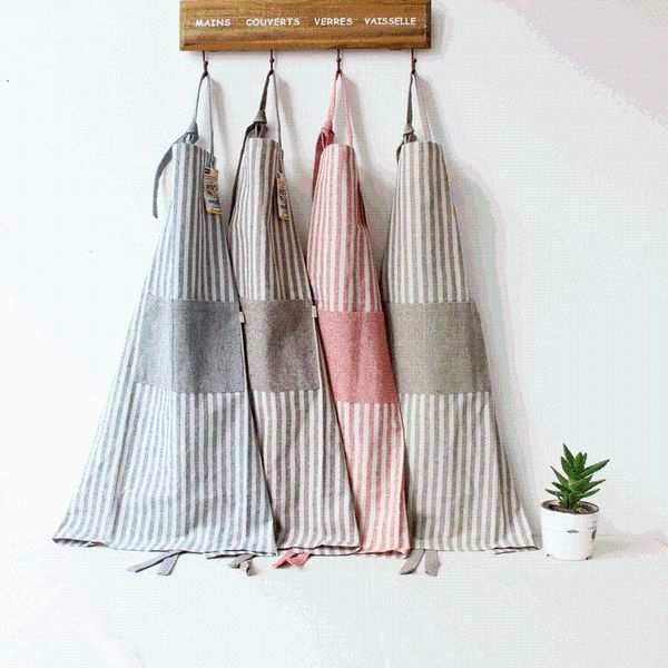 

japanese foreign trade export apron 2021 simple thickened coarse cotton stripe restaurant wholesale aprons