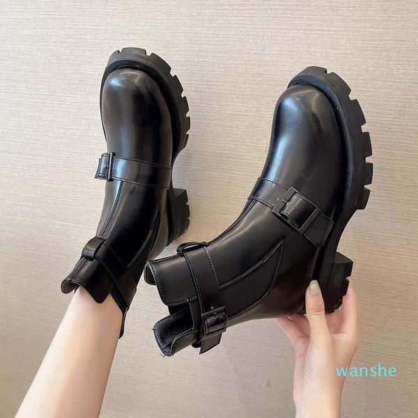 

fashion-boots combat women black pu leather motorcycle punk gothic shoes fashion ankle female