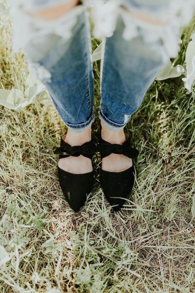 

sandals 2021 summer spring and bow 40-43 pointed elegant flat heel large, Black