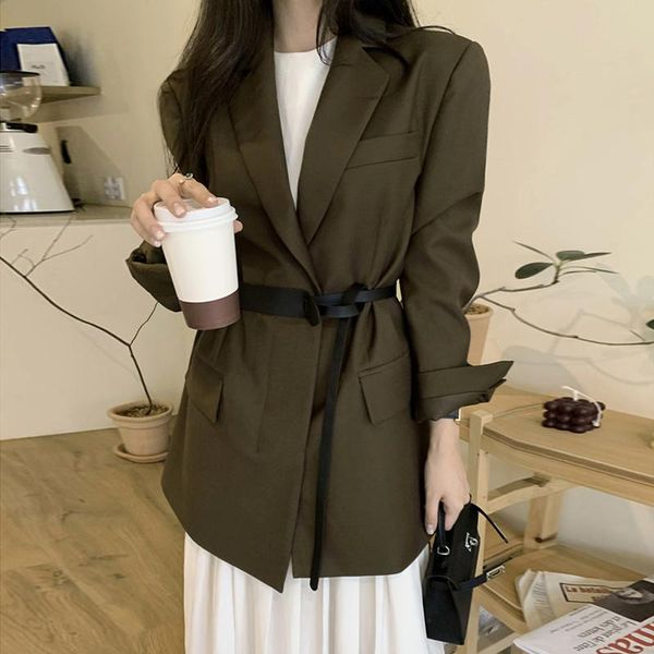 

women's suits & blazers [ewq] korea chic casual trend women lapel solid color two-button fashion simple long-sleeved blazer autumn 2021, White;black