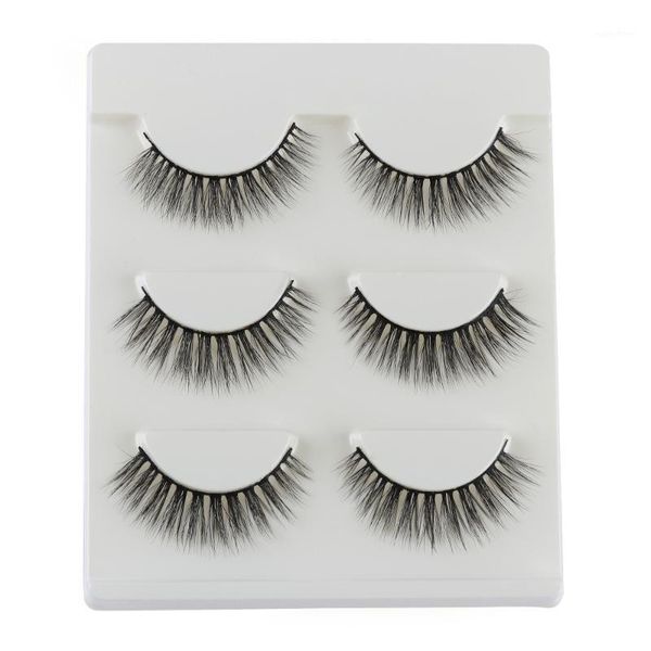 

3pairs fashion natural long black mink lashes 3d false eyelashes handmade thick fake extension beauty makeup1