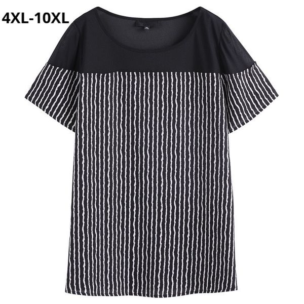 

polo plus 10xl 9xl 8xl 5xl women short sleeve tshirts female patchwork striped slim casual tee big size t shirts feminina, White