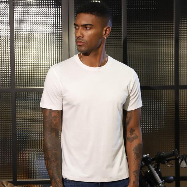 

men's t-shirts combed cotton short sleeve crewneck blank t-shirt solid color bottoming shirt advertising, White;black