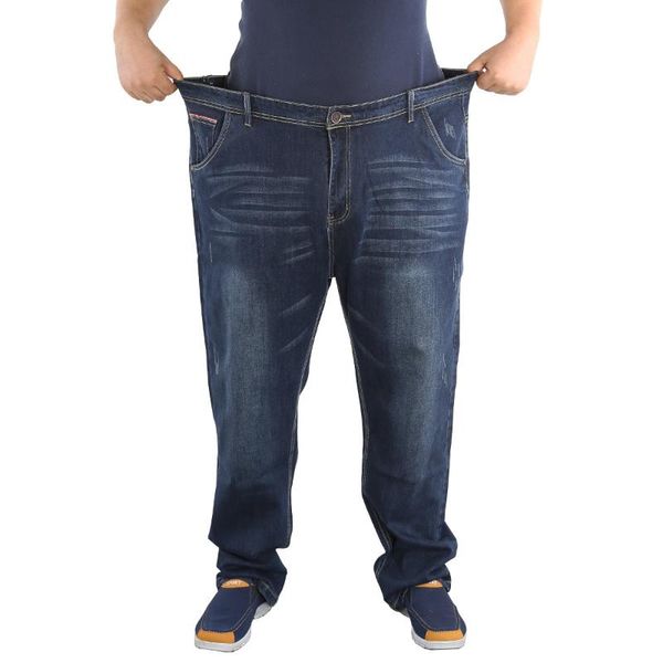 

large men's jeans straight pants, Blue