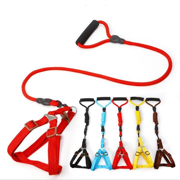 

nylon dog pet puppy cat adjustable harness with lead leash chain collars interactive toy & leashes