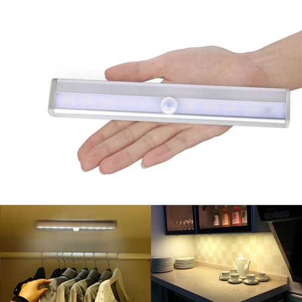 

wireless pir motion sensor led under cabinet lights 6/10 leds closet stair wardrobe light activated night for kitchen desk