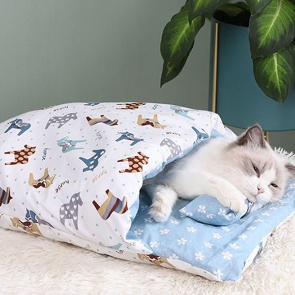 

cats bed sleeping bag sleep zone for puppy cat small animals indoor pet dog beds soft warm & furniture