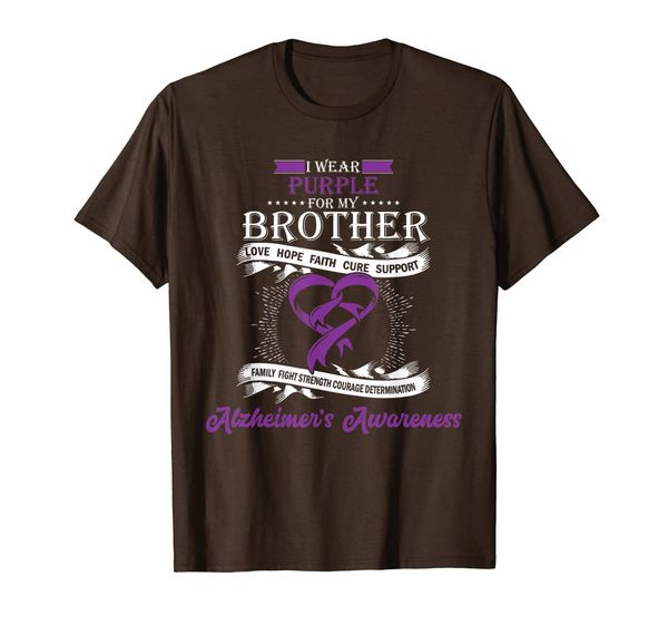

i wear purple for my brother alzheimer support shirt, White;black
