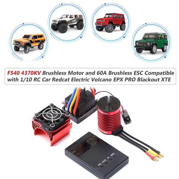 

f540 brushless motor 3000kv-4370kv rc crawler motor and 60a brushless esc speed controller and programming card for 1/10 rc car