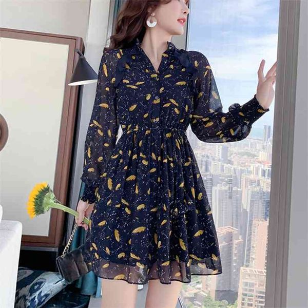 Hohe Qualität Frühling Rüschen Mini Kleider Verkäufe Frauen Mode Eine Linie Vintage Gedruckt Nette Süße Boho Strand Kleid Robe 210514