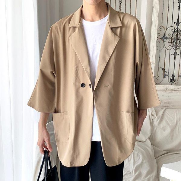 

men's suits & blazers summer thin short-sleeved blazer fashion business society mens suit jacket korean loose casual dress men s-3xl, White;black
