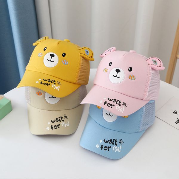 

children's hat men's and women's net duck tongue cap cartoon baby bear summer outdoor sunshade baseball, Blue;gray
