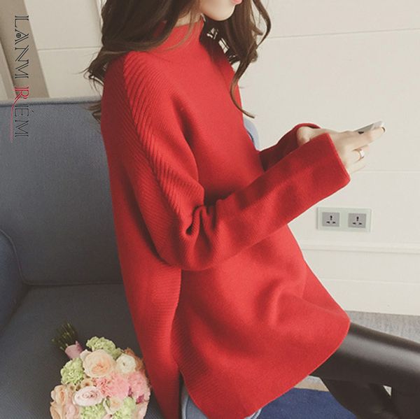 

summer autumn fashion red turtleneck batwing sleeve loose big size all-match woman sweater sa851 210507, White;black