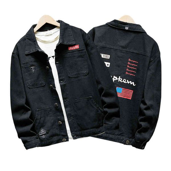 

men's jackets denim shirt spring and autumn black cotton fashion printed, Black;brown