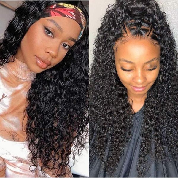 

geeta hair curly lace front wig bleach knots human wigs remy closure machine made headband human1, Black;brown
