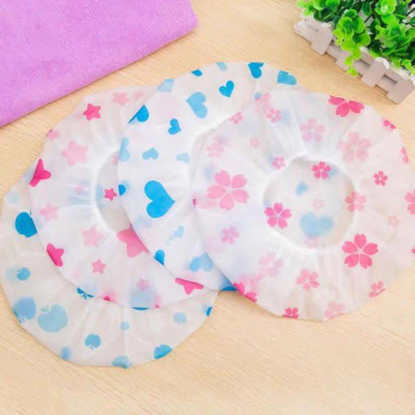 

print pe waterproof shower cap bath foreign trade el beauty hair bonnet for sleeping caps