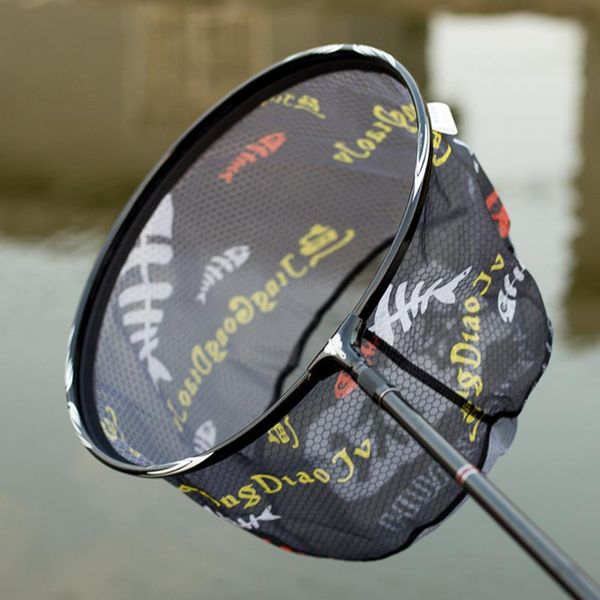 

fishing accessories carbon net foldable collapsible mesh hole depth titanium alloy brail head round small hand tool