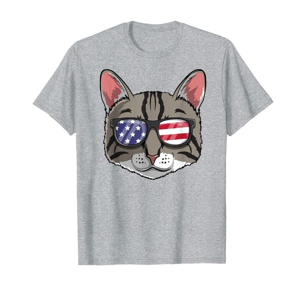 

tabby cat patriotic usa 4th of july american cute gift t-shirt, White;black