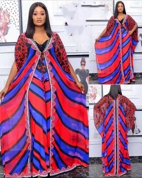 

ethnic clothing african dresses for women plus size autumn printing polyester dress suit with pant dashiki clothes, Red