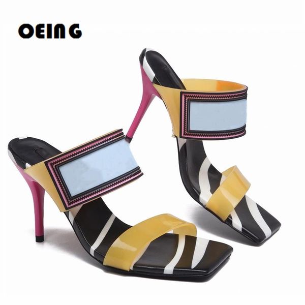 

sandals summer slippers women mix color pvc jelly open toe stiletto heel flip flops ladies party pumps sandalias mujer 2021, Black