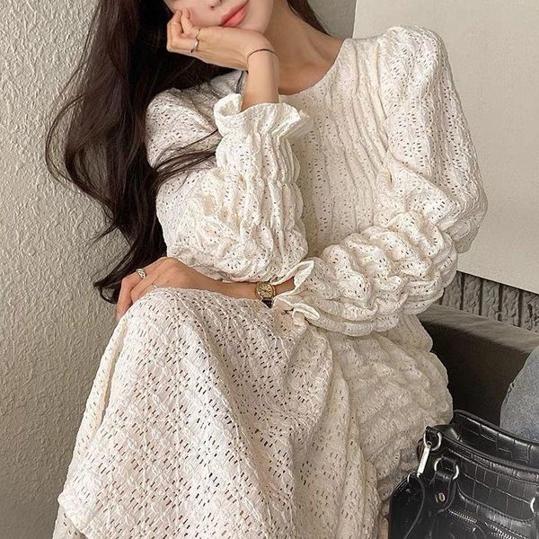 

casual dresses women's ruffle dress summer korean fashion y2k elegant flared sleeve loose pleated long skirt club party ladies clothing, Black;gray