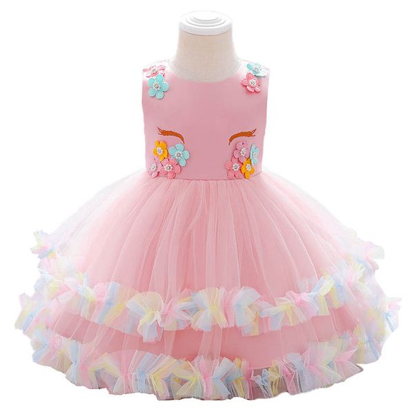 

girls dresses baby dress wedding princess children wear lace kids clothes pettiskirt party flower formal b9013, Red;yellow
