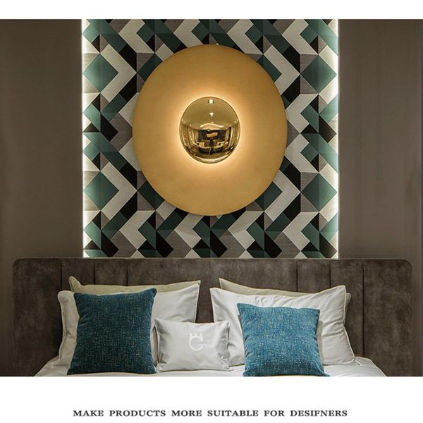 

postmodern minimalist net red lights living room bedroom bedside porch decoration round background personality ufo wall lamp