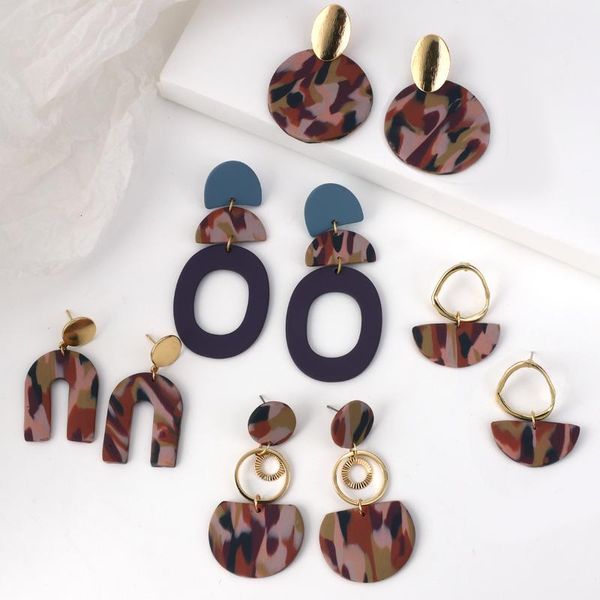 

dangle & chandelier anesoa trendy colorful geometric polymer clay long earring handmade irregular layered drop earrings for women jewelry, Silver