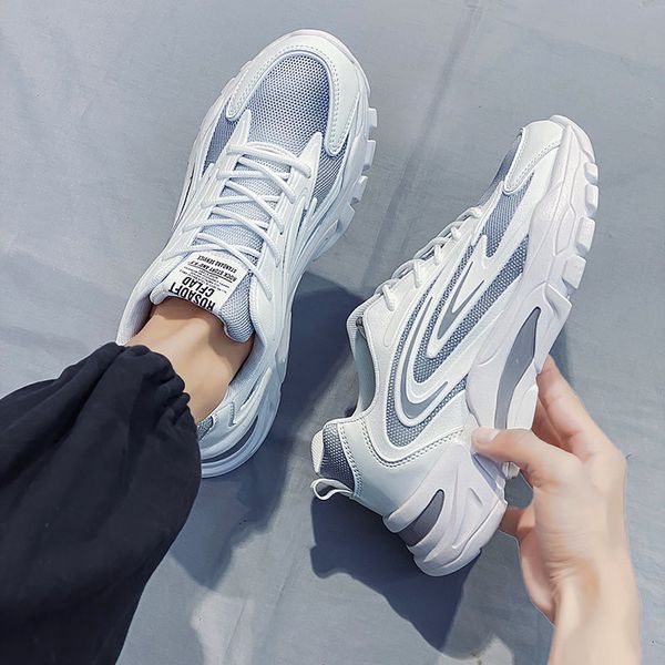 

2021 spring and summer breathable ins mens shoe clunky sneakers middle school students all-match mesh increased leisure sports tide