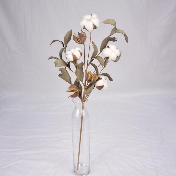 

decorative flowers & wreaths 4 balls per stem cotton natural dried farmhouse artificial flower picks reed pampas