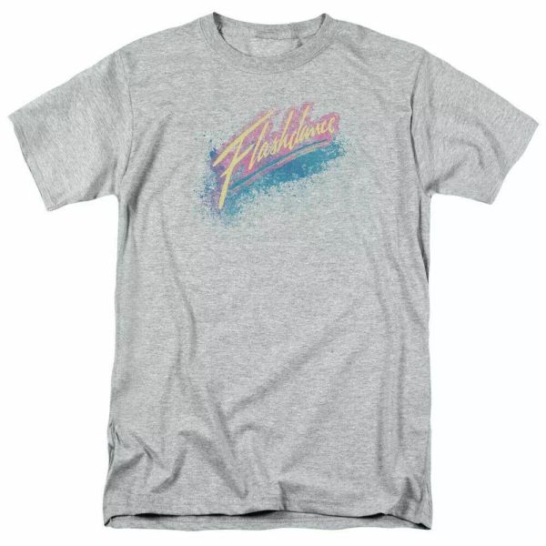

flashdance spray logo t shirt mens licensed 80s movie tee sport gray, White;black