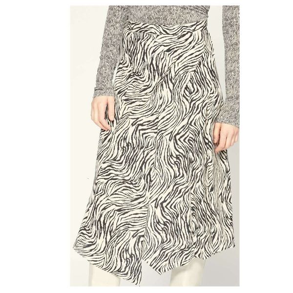 

skirts asymmetrical midi women two type printed high waist female skirt, Black