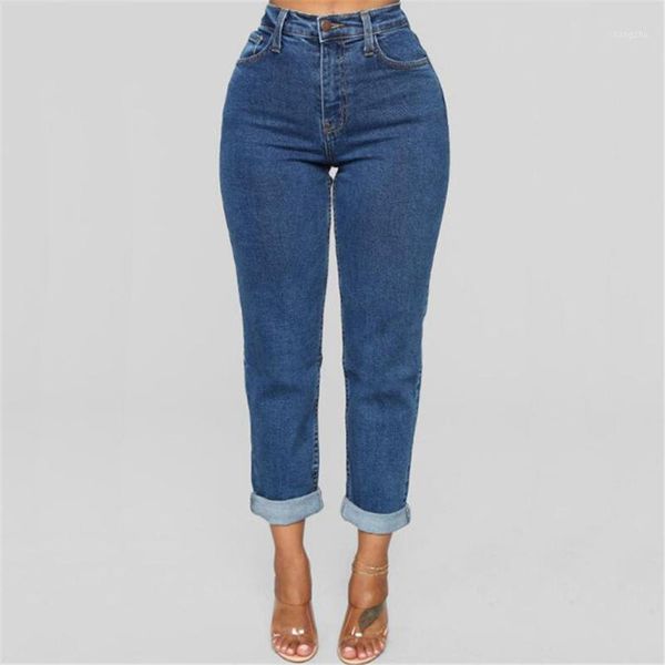 

women's jeans women plus size casual high waist summer autumn pant slim stretch cotton denim trousers for woman blue s-2xl#j30