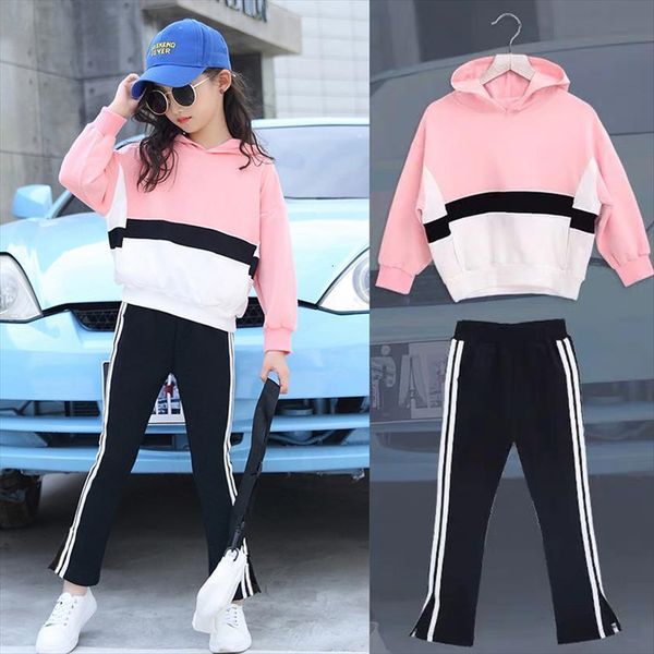 

girls clothes sets autumn childrens clothing set sweatshirt two piece casual kids sport suits teenage 6 8 9 10 12, White