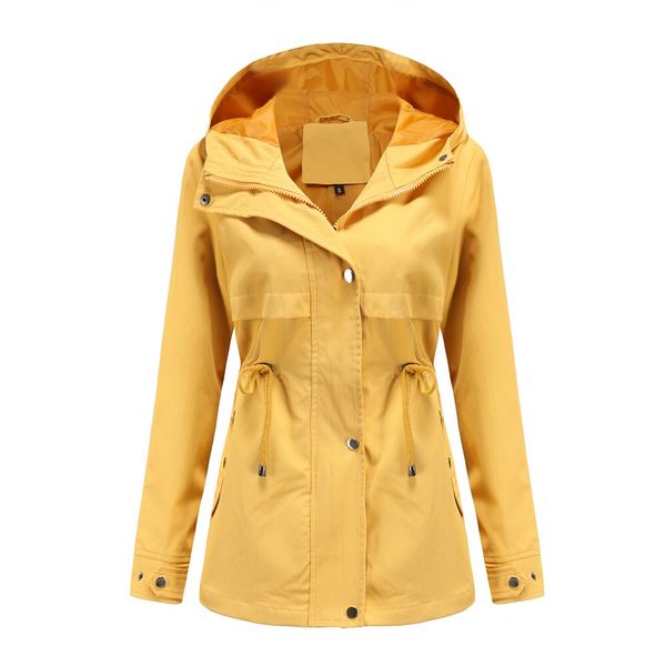 

raincoat women trench coats hooded rain jacket waterproof windbreaker outdoor active, Tan;black