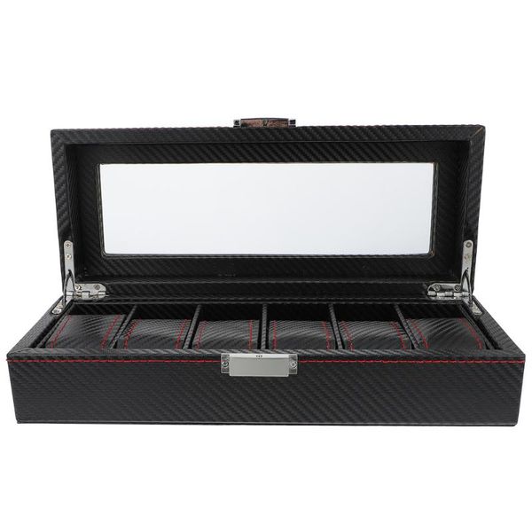 

watch boxes & cases 6 slots display box useful organizer practical container, Black;blue