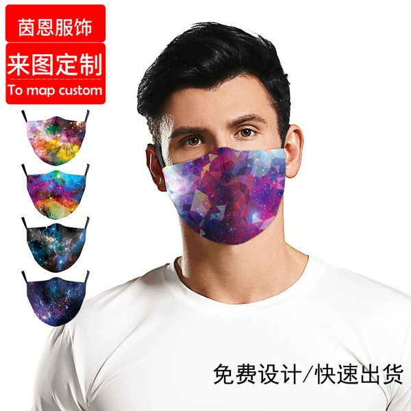 

high-quality s 3d starry sky dust and haze proof printed washing water resistance reusable cloth mask new printing