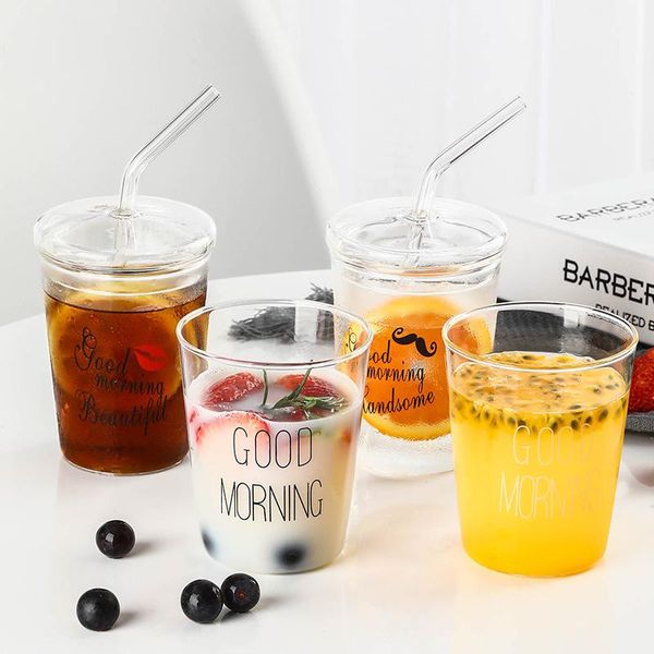 

wine glasses 1 pcs lovely glass breakfast cup coffee tea milk creative good morning mug gifts 400ml