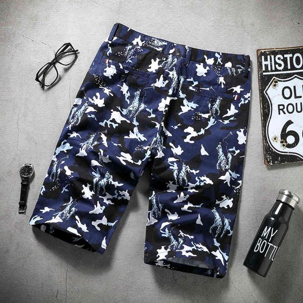 

men's pants new casual loose shorts men tooling five-point breathable fashion printing large size 54j9, Black