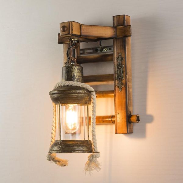 Wandlamp Retro Industrieel Licht Ladder Bamboe Persoonlijkheid Woonkamer Trap Slaapkamer Restaurant Bar Glas BH