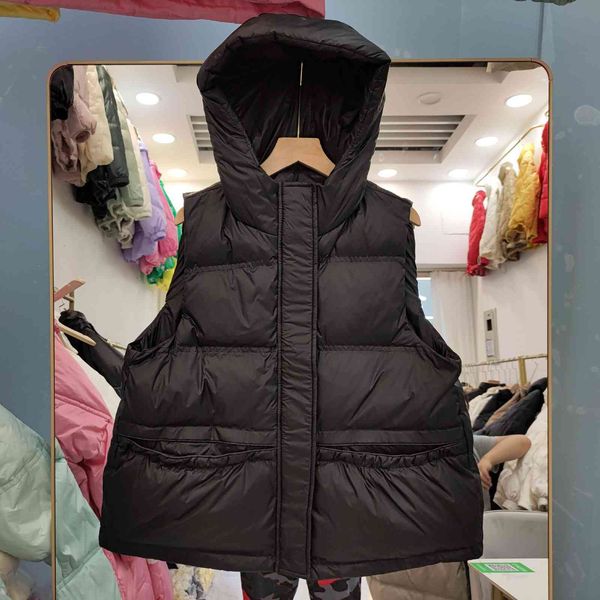 

2021 winter down et women's thickened hooded vt short korean loose vt coat, Black