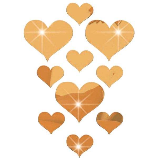 

wall stickers 10pcs/set diy decals home decor tv background 3d mirror fashion acrylic gift bedroom love hearts living room art mural removab