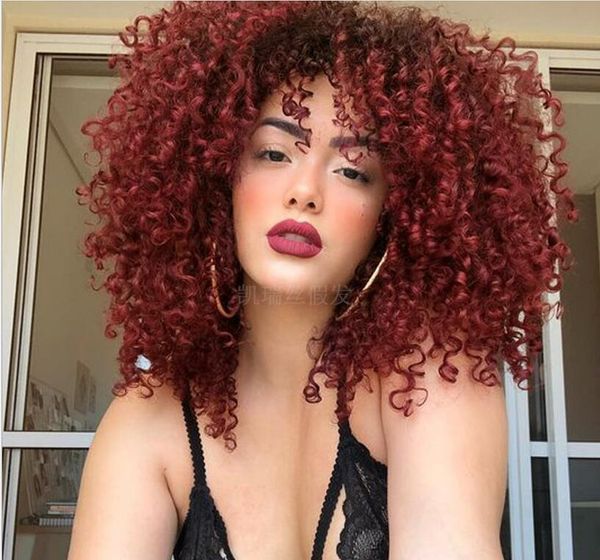 

fluffy natural 12 inch curly synthetic wig women's wig daily, Black;brown