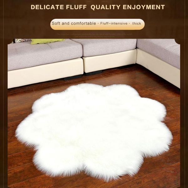 

simple petal-shaped plush bedroom bedside floor mat carpets