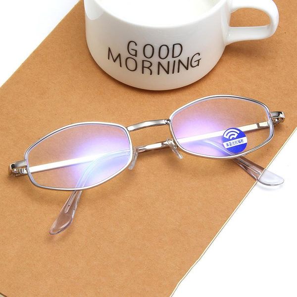 

fashion sunglasses frames personality polygon glasses frame small retro anti-blue flat mirror metal trend men and women decorative frame., Black