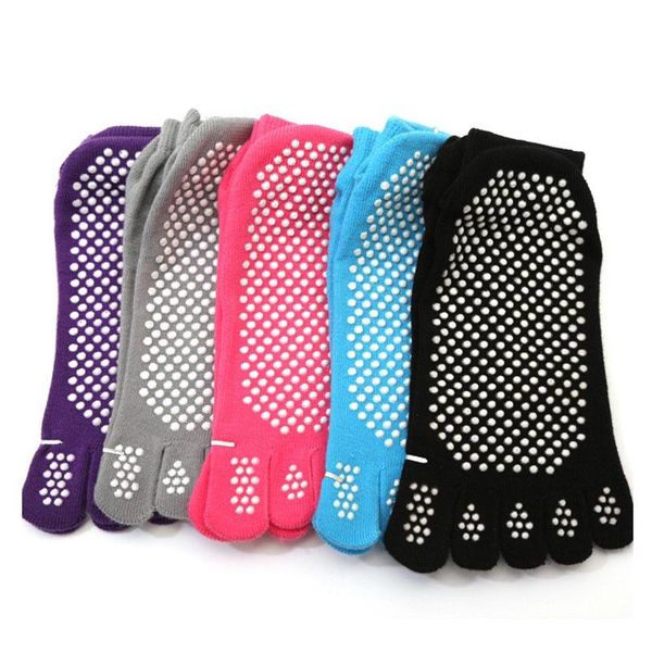 

sports socks yoga silicone non slip pilates barre breathable floor with grips sport for supplies, Black