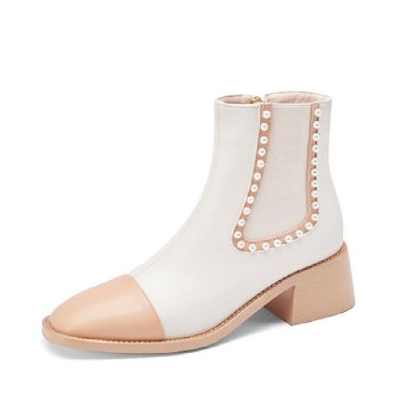 

boots fanyuan winter women thick bottom ankle round toe mix color zip fashion platform casual shoes size 31-43, Black